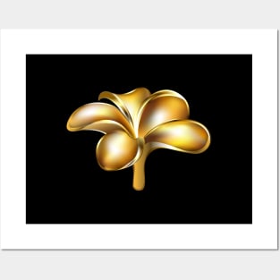 Gold plumeria flower Posters and Art